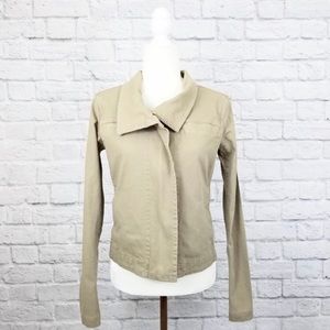 James Perse Standard tan front zipper moto jacket